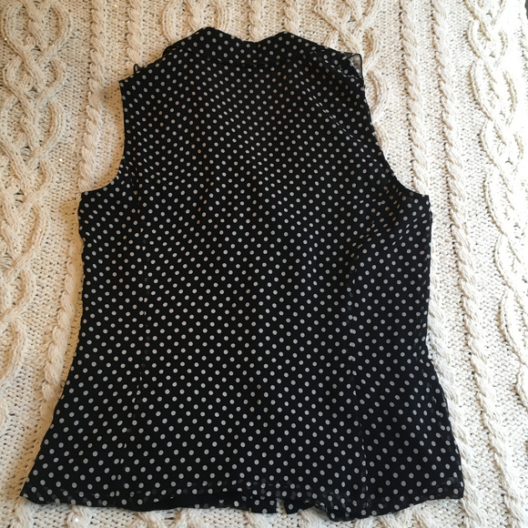 Tahari Polka Dot Ruffle Front Sleeveless Blouse - Picture 2 of 5